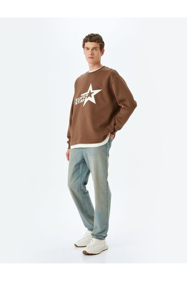 Koton Koton Oversize bicycle collar Cotton Blend Slogan Printed Sweatshirt