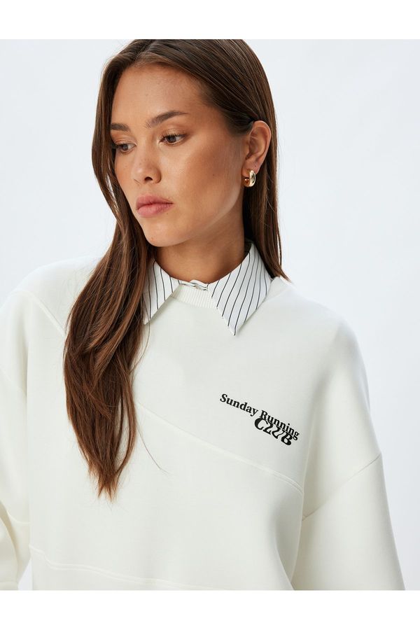 Koton Koton Oversize Sweatshirt Crew Neck Long Sleeve Scuba Fabric