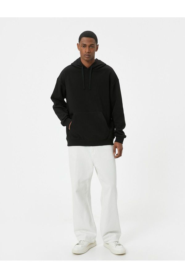 Koton Koton Oversize Sweatshirt Hooded Basic Long Sleeve Kangaroo Pocket Detailed Hoodie