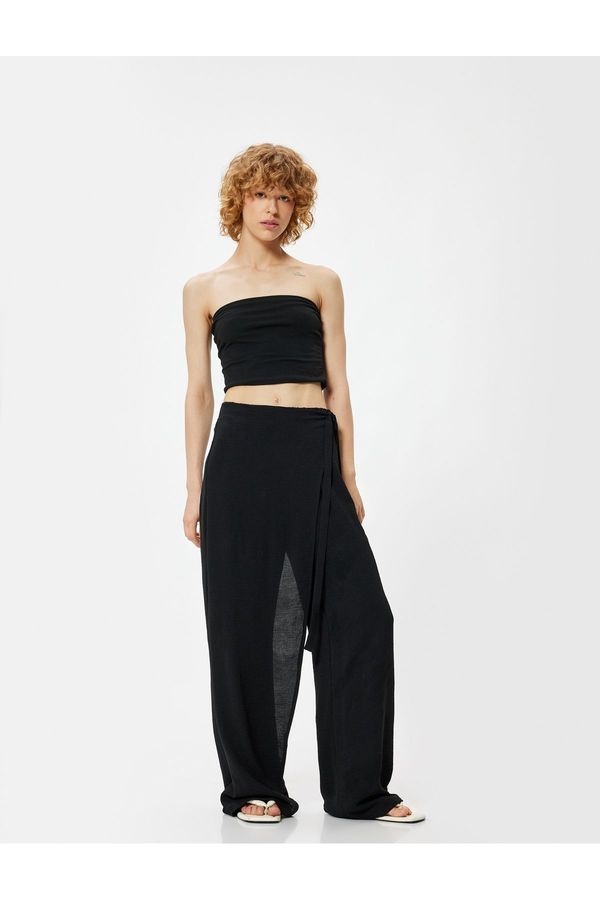Koton Koton Oversize Trousers Wide Leg with Tie Detail