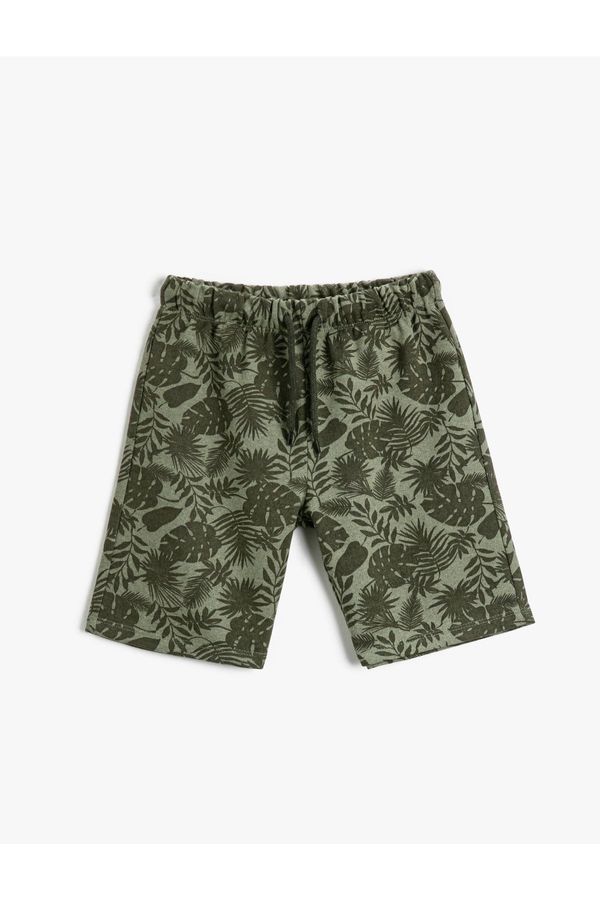 Koton Koton Palm Pattern Shorts Above Knee Tie Waist