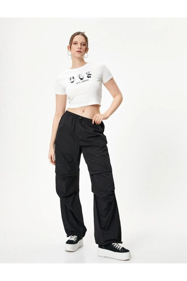 Koton Koton Panda Printed T-Shirt Slim Fit Cotton Short Sleeve Crew Neck