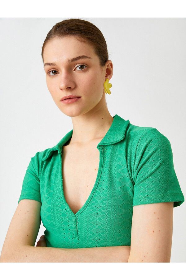 Koton Koton Patterned Polo Neck T-Shirt