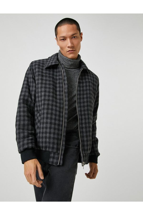 Koton Koton Pilot Jacket Класическа яка с цип, джоб подробна.