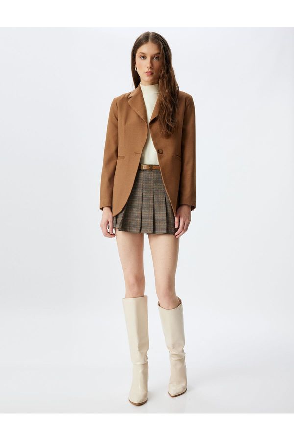 Koton Koton Pleated Mini Skirt Low Waist Belted