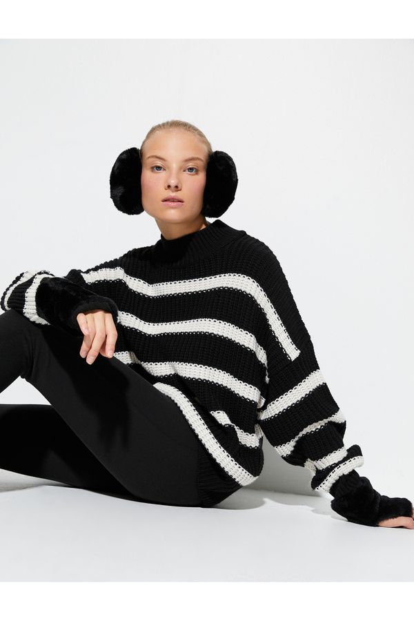 Koton Koton плета пуловер половин поло кашмир текстурирани