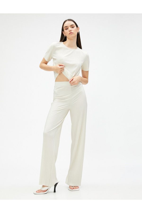 Koton Koton плисирани панталони висока талия ластик