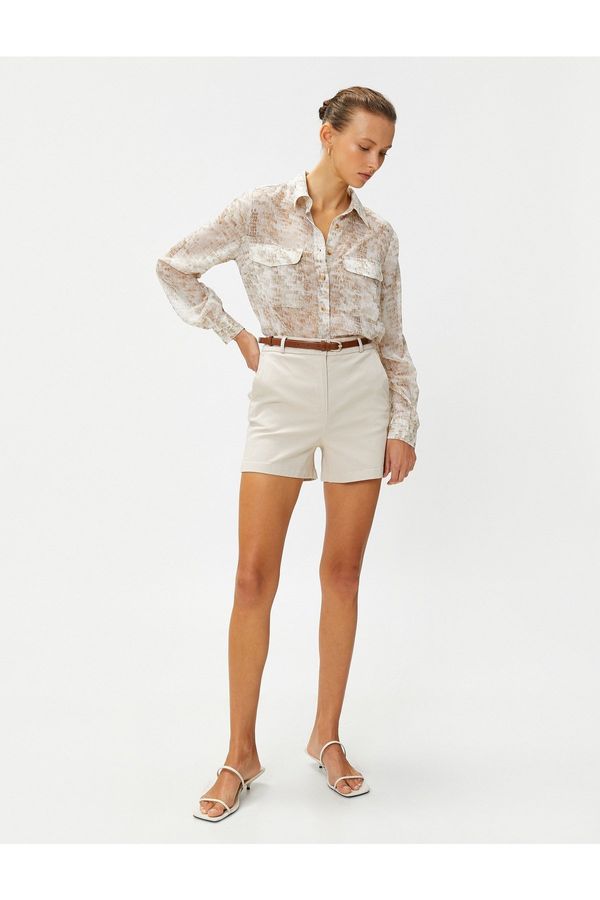 Koton Koton Pocket Belt Mini Shorts Cotton