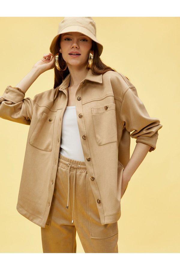 Koton Koton Pocket Buttoned Shirt Jacket