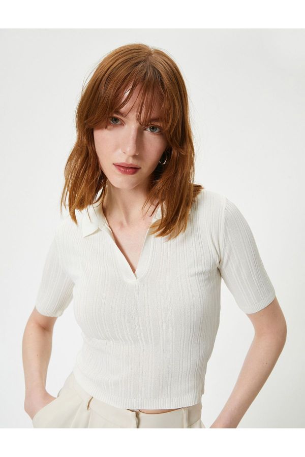 Koton Koton Polo Neck Sweater Knitwear Crop Short Sleeve