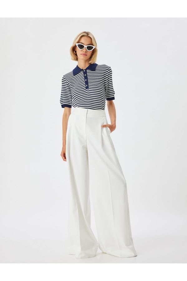 Koton Koton Polo Sweater Knitwear Short Sleeve Half Button Detail