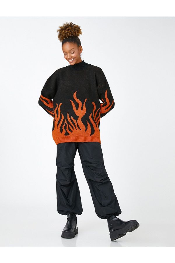 Koton Koton постоянна яка пуловер шарени дълъг ръкав