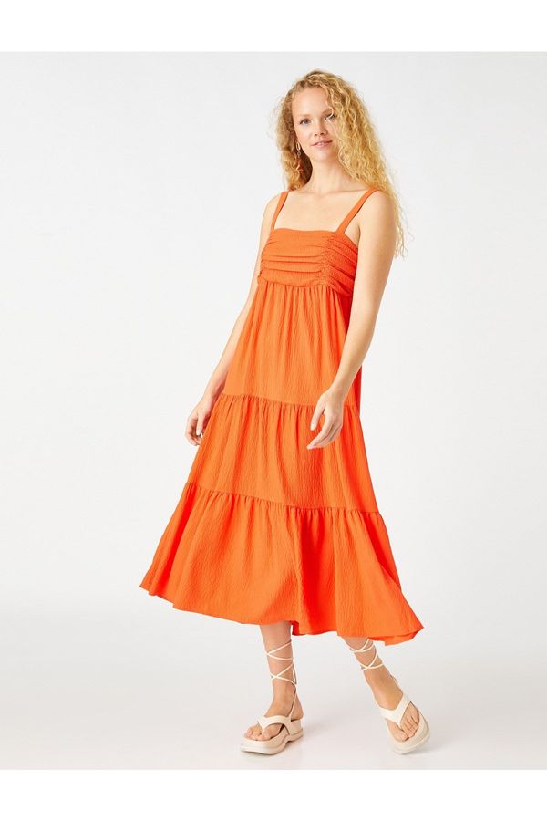 Koton Koton презрамки Midi дължина рокля с драпиране детайл