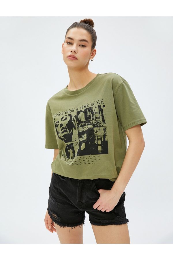 Koton Koton Printed T-Shirt Crew Neck Short Sleeve Cotton