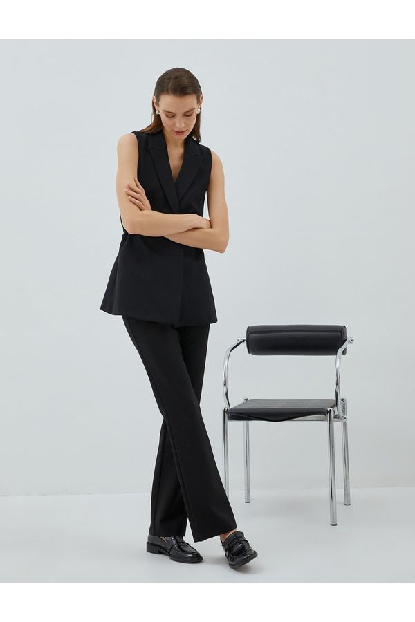 Koton Koton разкроен крак панталони висока талия с шевове детайл