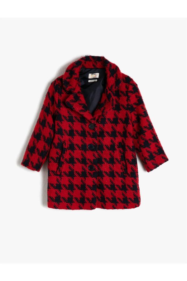 Koton Koton Red Plaid Girl's Coat