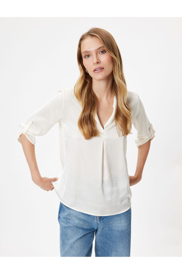 Koton Koton Satin Blouse 3/4 Sleeve Loose Pattern