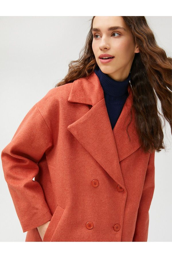 Koton Koton щамповано палто, двуредно, закопчана вискоза смес.