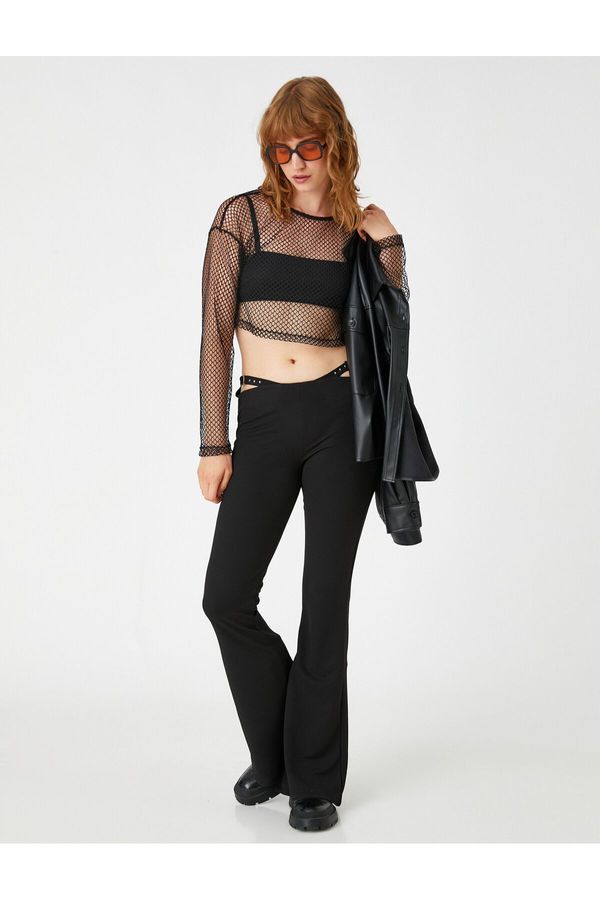 Koton Koton широк крак панталони прозорец детайл