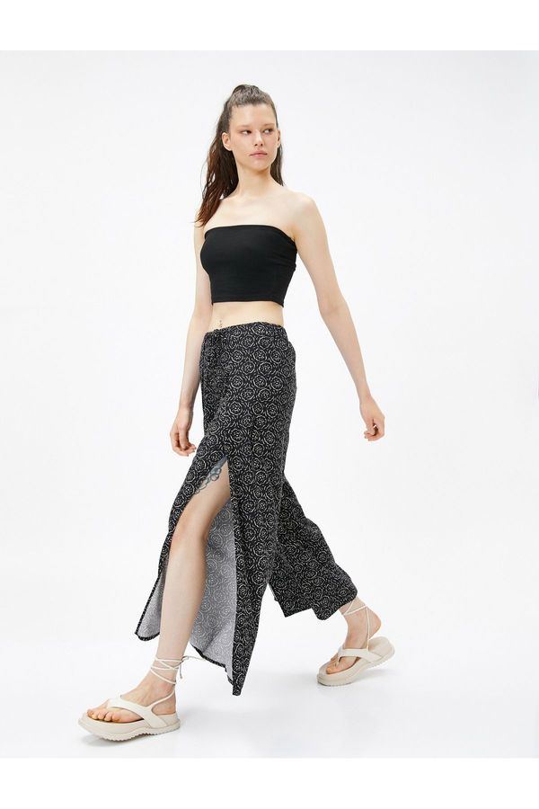 Koton Koton широк крак панталони с цепки вратовръзка подробно бельо смес.