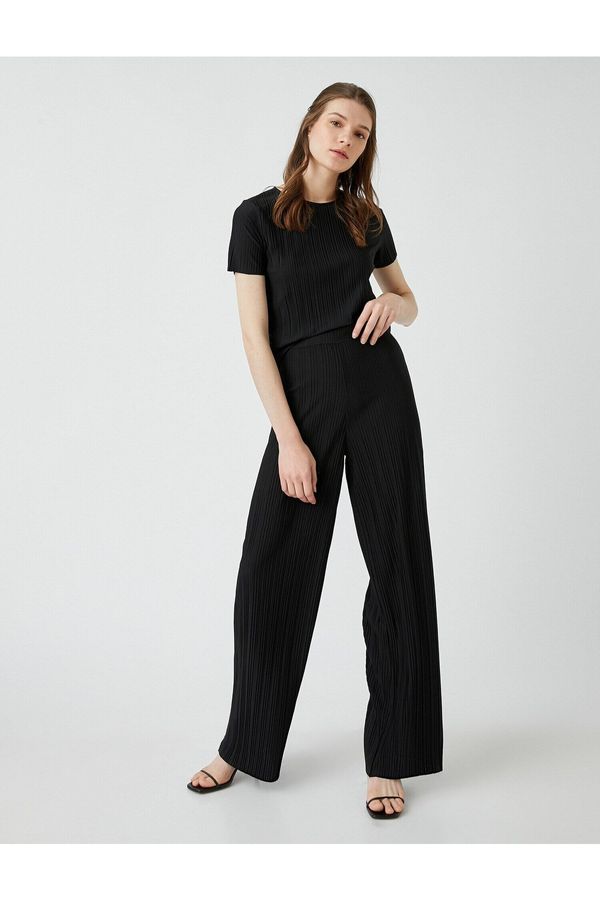 Koton Котон широк крак панталони с ластик плисе