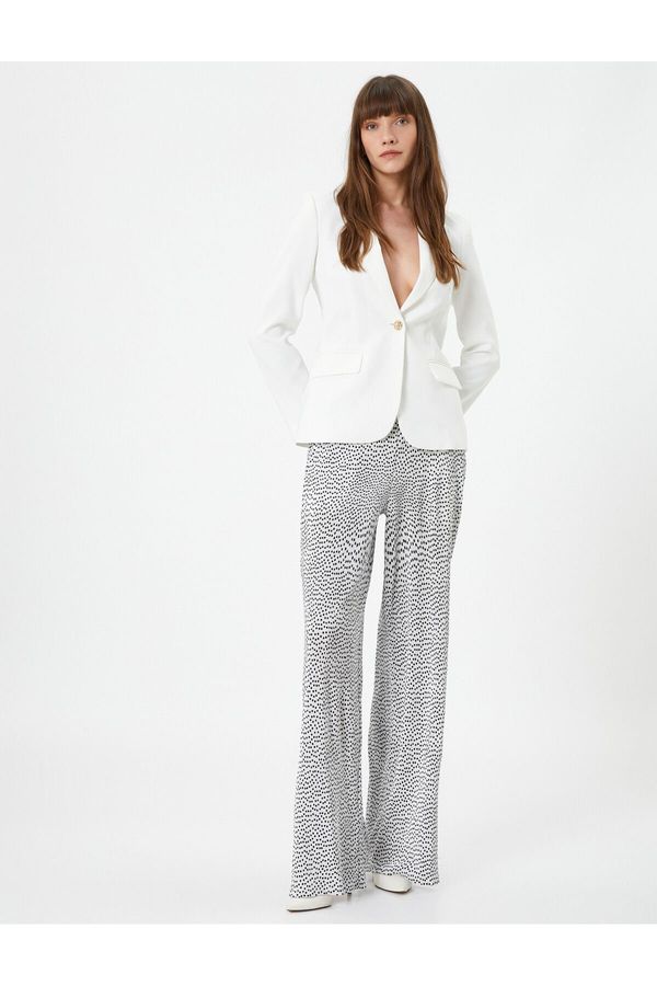 Koton Koton широк крак панталони висока талия плисирана полка точка