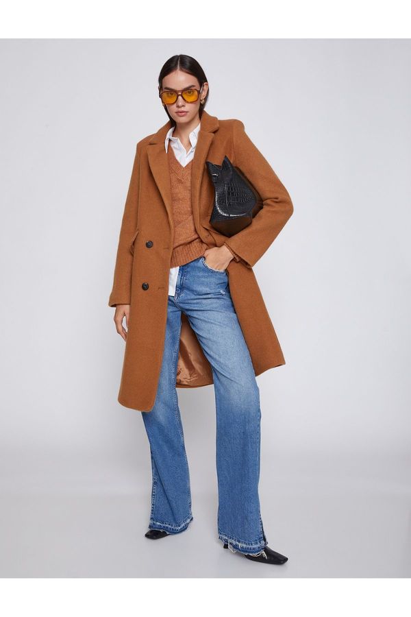 Koton Koton широка яка палто с бутон подробни джобове