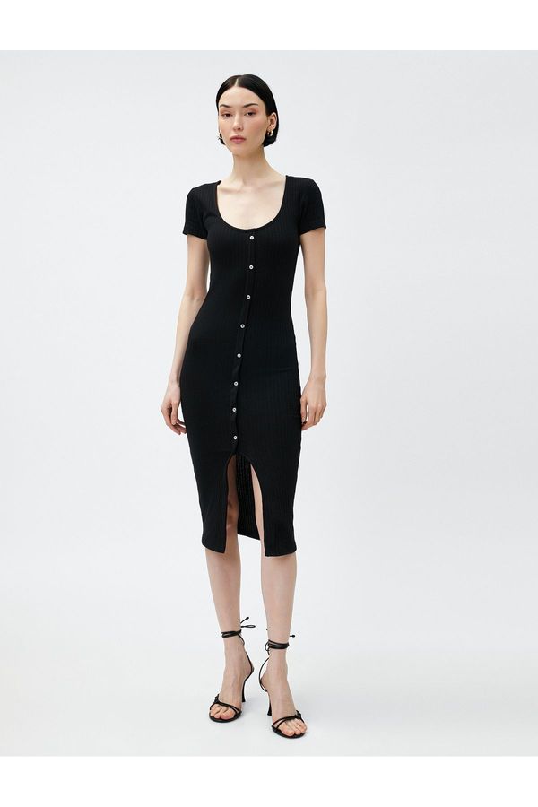 Koton Koton Slim Fit Midi рокля закопчана цепка