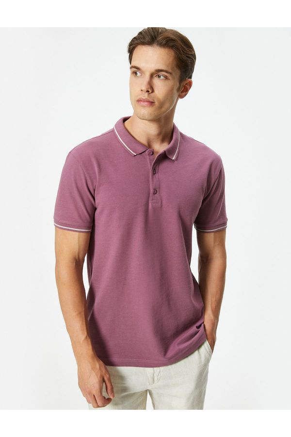 Koton Koton Slim Fit Polo T-Shirt Short Sleeve Stripe Detailed Cotton