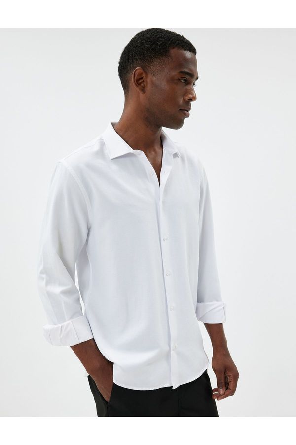 Koton Koton Slim Fit Shirt Basic Long Sleeve Cotton Blend