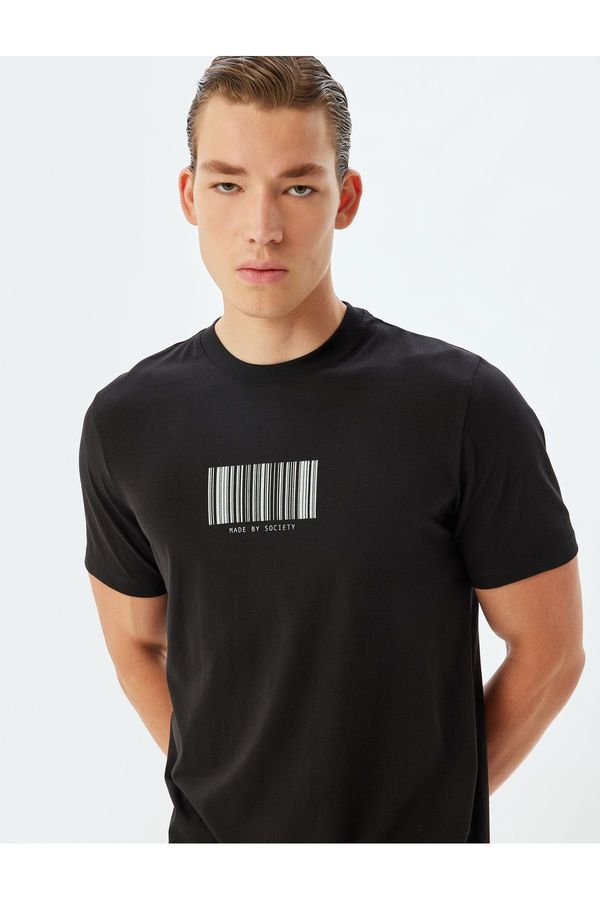 Koton Koton Slogan Printed T-Shirt Crew Neck Short Sleeve Cotton