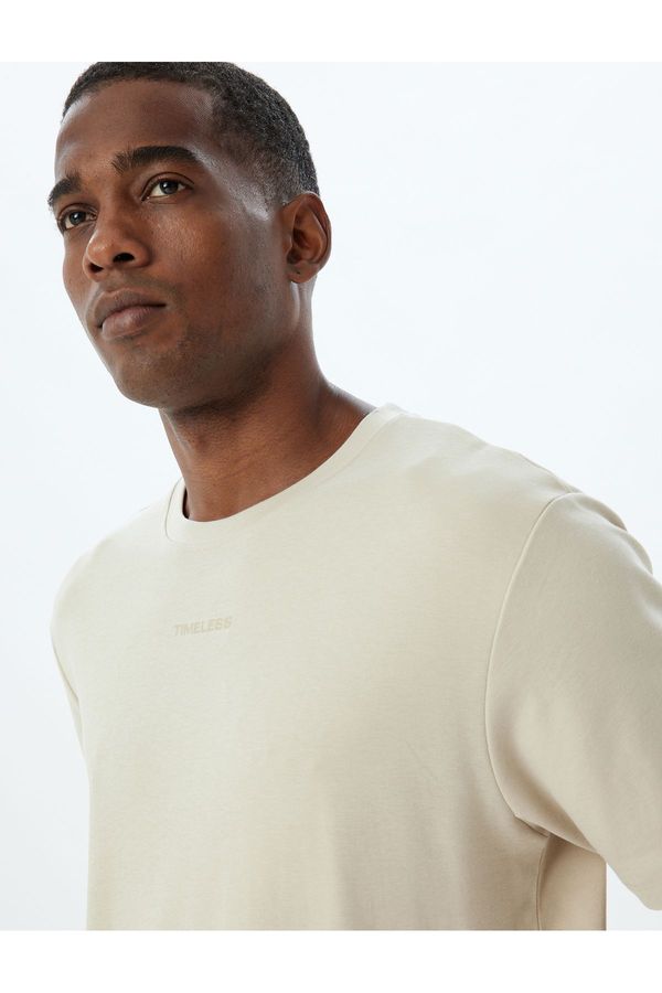 Koton Koton Slogan Printed T-Shirt Crew Neck Short Sleeve Cotton