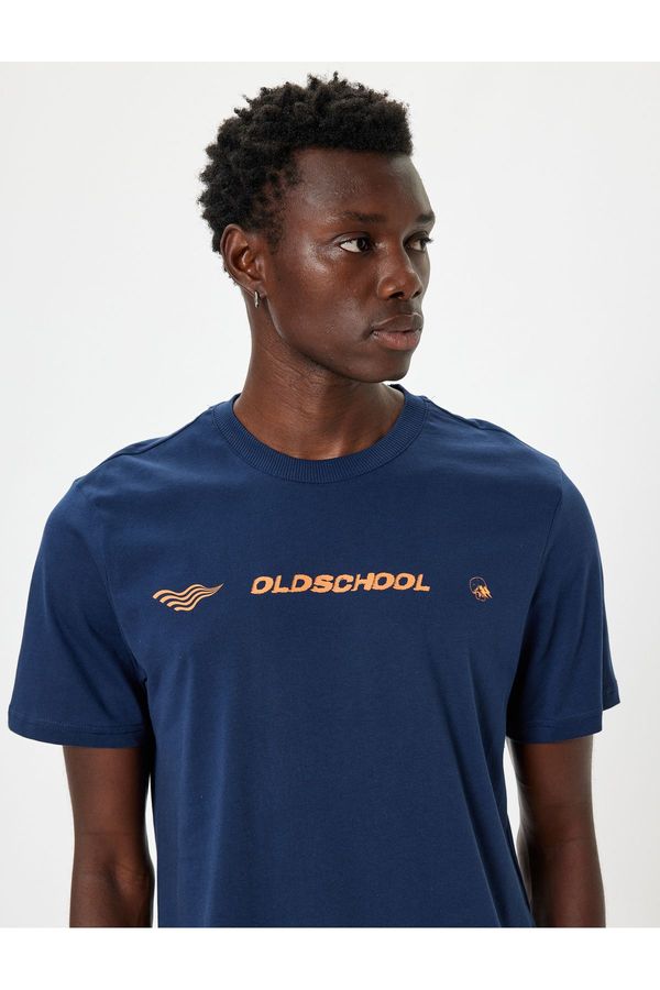 Koton Koton Slogan Printed T-Shirt Crew Neck Short Sleeve Cotton