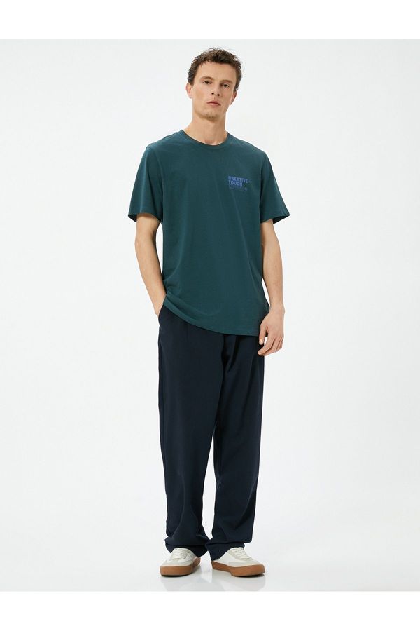 Koton Koton Slogan Printed T-Shirt Crew Neck Short Sleeve Cotton