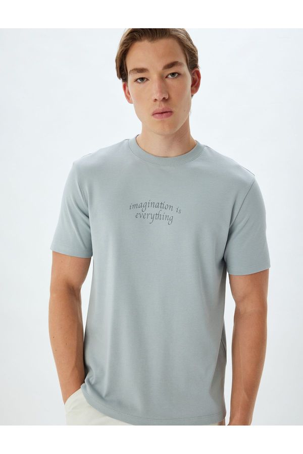 Koton Koton Slogan Printed T-Shirt Crew Neck Short Sleeve Cotton