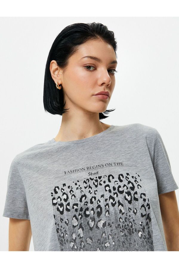 Koton Koton Slogan Printed T-Shirt Crew Neck Short Sleeve