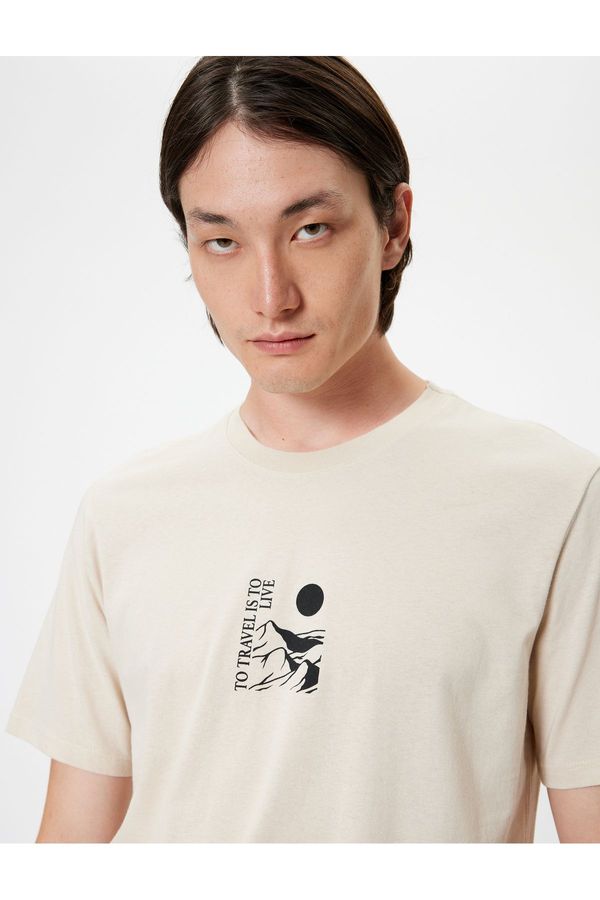 Koton Koton Slogan Printed T-Shirt Short Sleeve Crew Neck Cotton