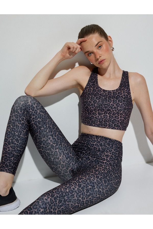 Koton Koton Sports Leggings High Waist Soft Touch Leopard Print Skinny Fit