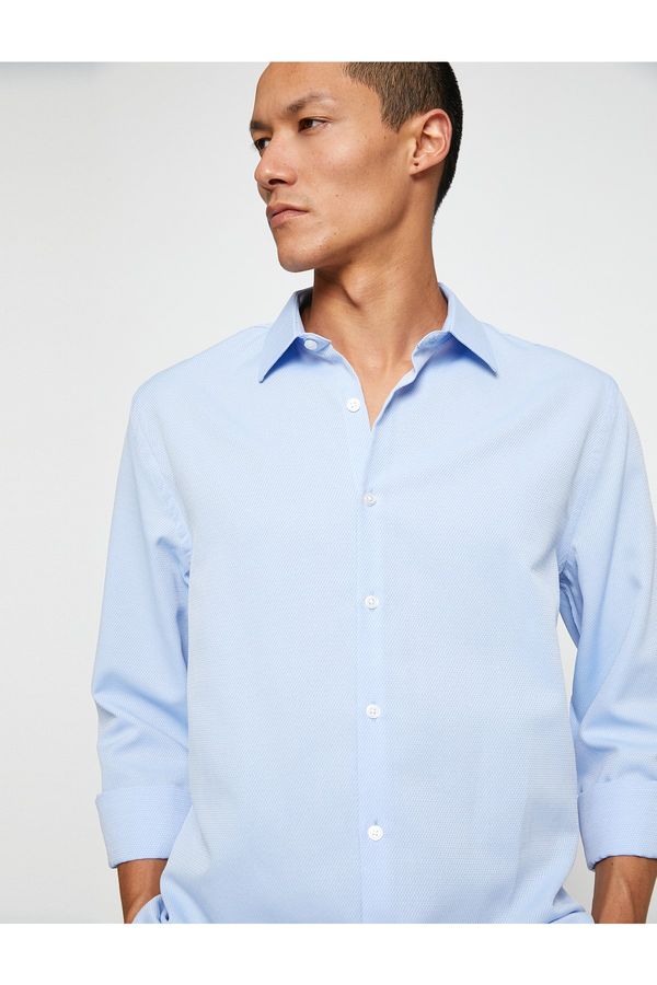 Koton Koton Sports Shirt Slim Fit Classic Collar Long Sleeve Non Iron