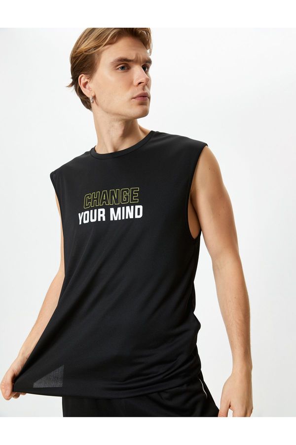 Koton Koton Sports Tank Top Sleeveless Slogan Printed Crew Neck