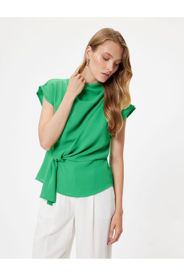 Koton Koton Stand Collar Asymmetrical Knot Detail Sleeveless Blouse