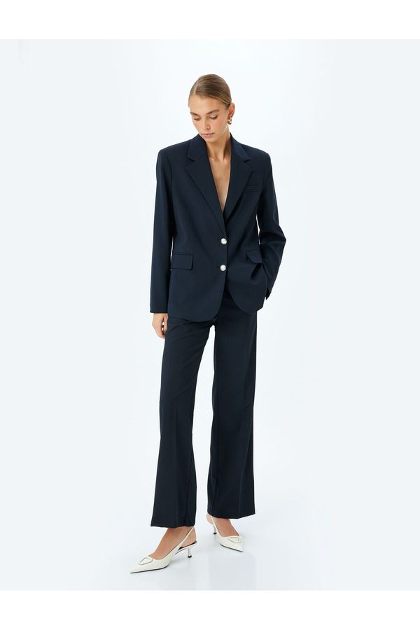 Koton Koton Standard Waist Straight Wide Leg Fabric Trousers