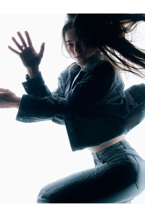 Koton Koton Stone Pocket Detailed Buttoned Classic Collar Denim Jacket