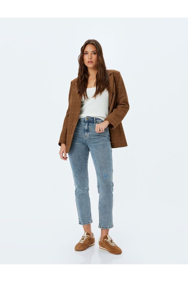 Koton Koton Straight Leg Normal Buttoned Waist Pocket Detail Jeans - Straight Fit Jean