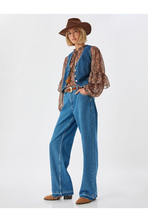 Koton Koton Straight Long Leg Jeans Double Waist Detailed Normal Waist - Straight Jean