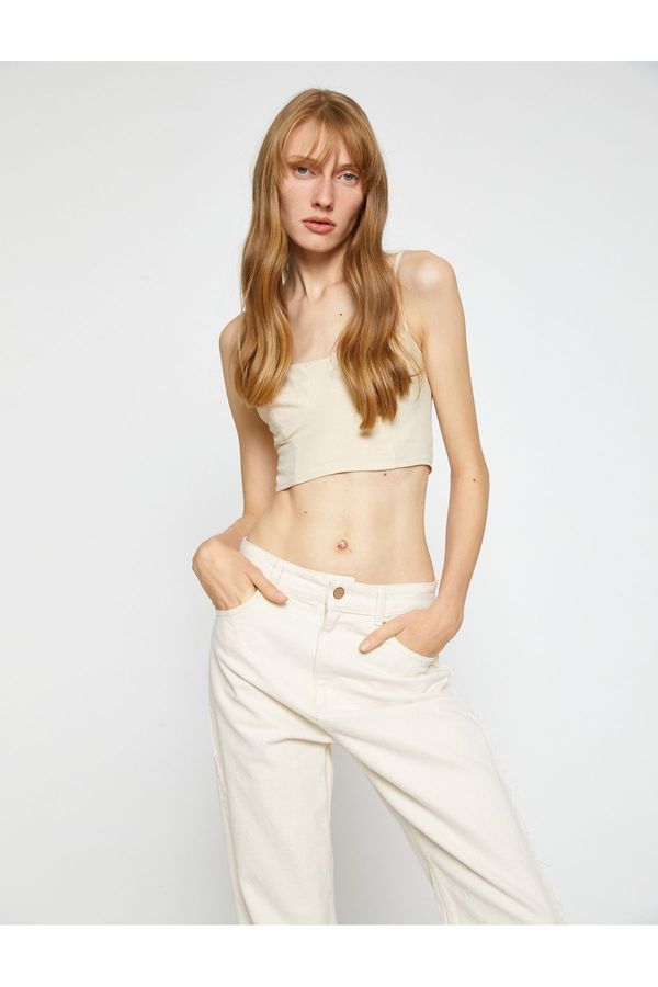 Koton Koton Strapless Bustier Linen Blend