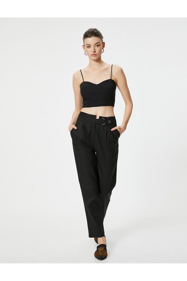 Koton Koton Strappy Crop Top Sweetheart Neckline Cotton Slim Fit