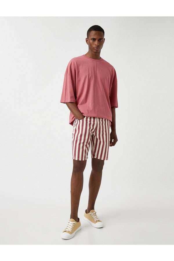 Koton Koton Striped Denim Shorts With Pocket