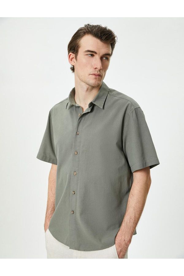 Koton Koton Summer Shirt with Short Sleeves, Classic Collar With Buttons
