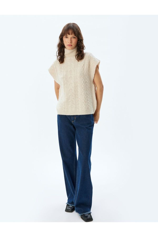 Koton Koton Textured Sleeveless Turtleneck Hair Knit Sweater